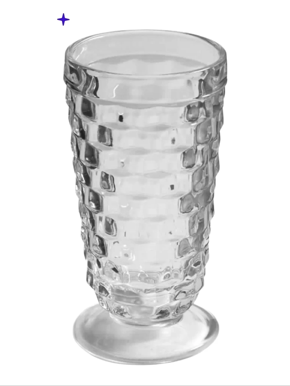 Vtg Indiana Whitehall Colony Cubist Clear Water Iced Tea Footed Glasses 6